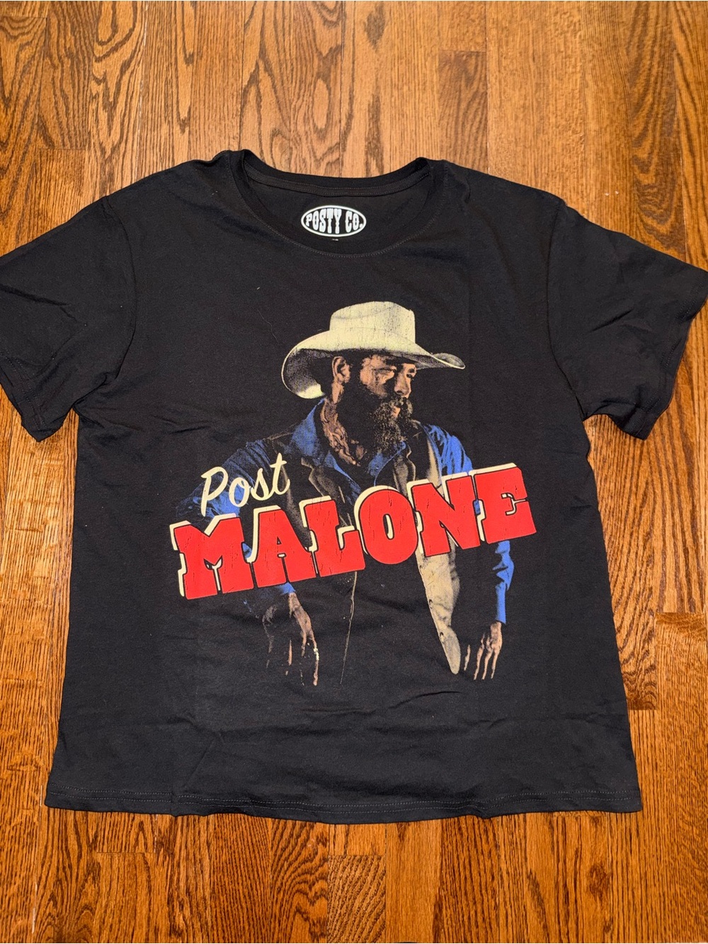Posty Co. Black Short Sleeve Graphic Tee - 'Post Malone' Red Logo